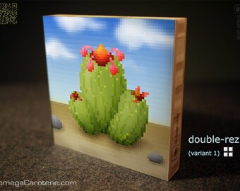 little pixel Cactus (bamboo wallArt), サボテン | pixel-Art cactus plant wall-Decor