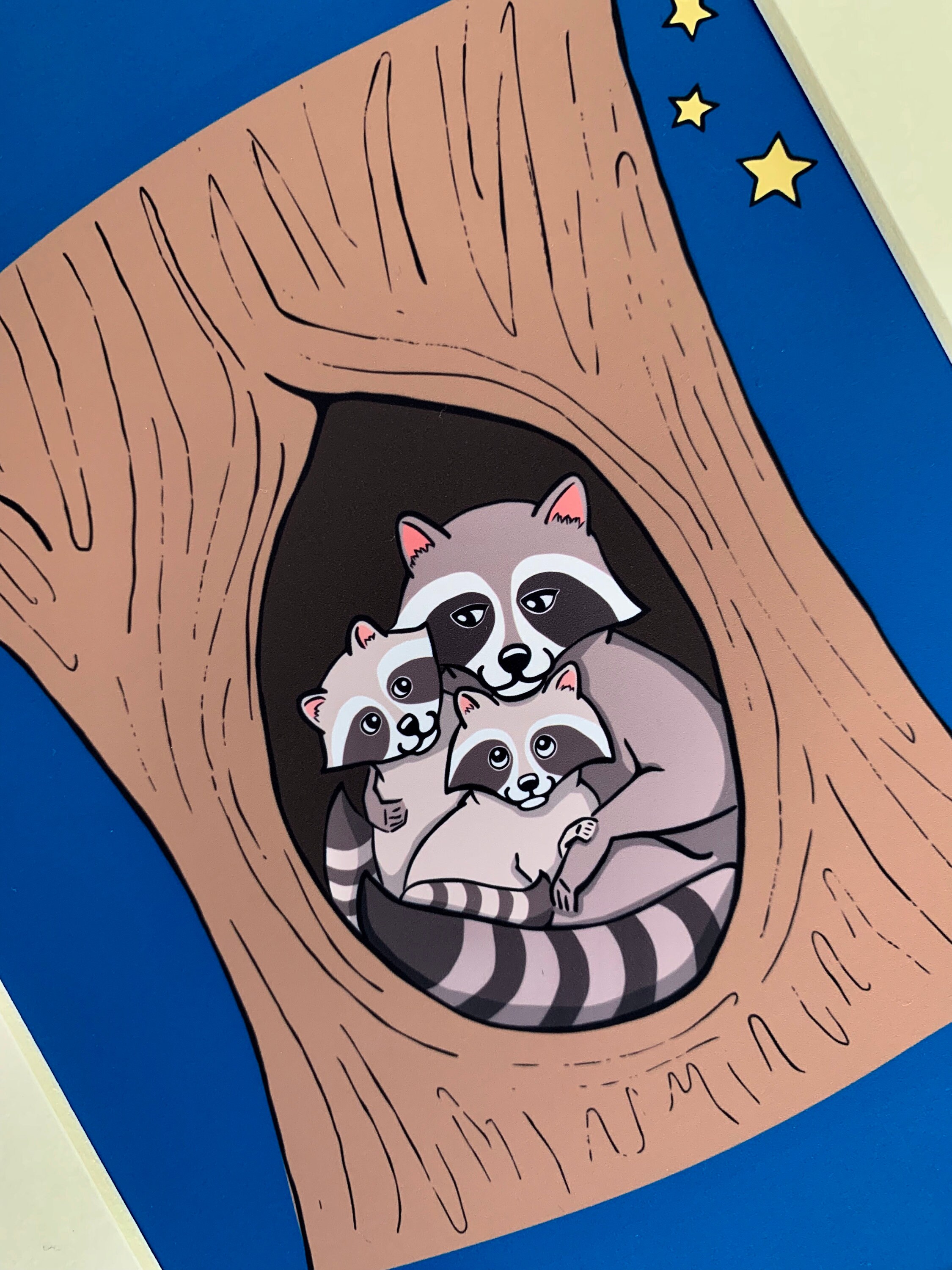 Tema Racoon Raccoon Mama and Baby // White Matted Print // 8x10 Nursery Wall Art ...