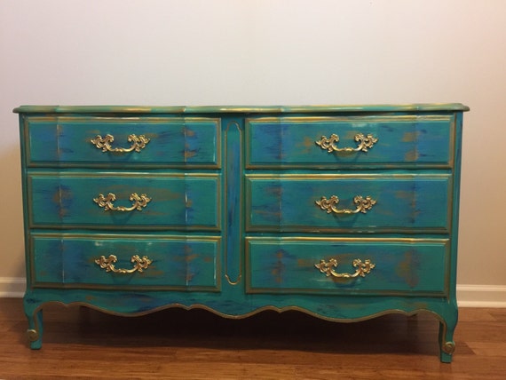 Sold 1960 S French Provincial Turquoise Dresser Buffet Sideboard