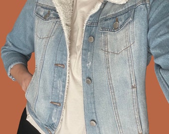Custom Designed Denim Jacket- Sherpa lined