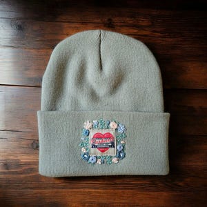 Custom Carhartt Beanie Navy Blue Embroidered Flowers Acrylic Women One Size‎ Carhartt Beanie Embroidery Diy Tutorial Flowers | TikTok main image 2