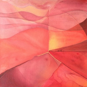 Small Red Abstract Painting Abstract Landscape Desert Sunset Painting Red Wall Art Red Contemporary Painting Small Red Home Décor