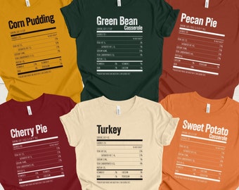 Personalized Nutrition Facts Shirt, Custom Family or Group Shirt for Thanksgiving or Christmas, Food Facts Shirt
