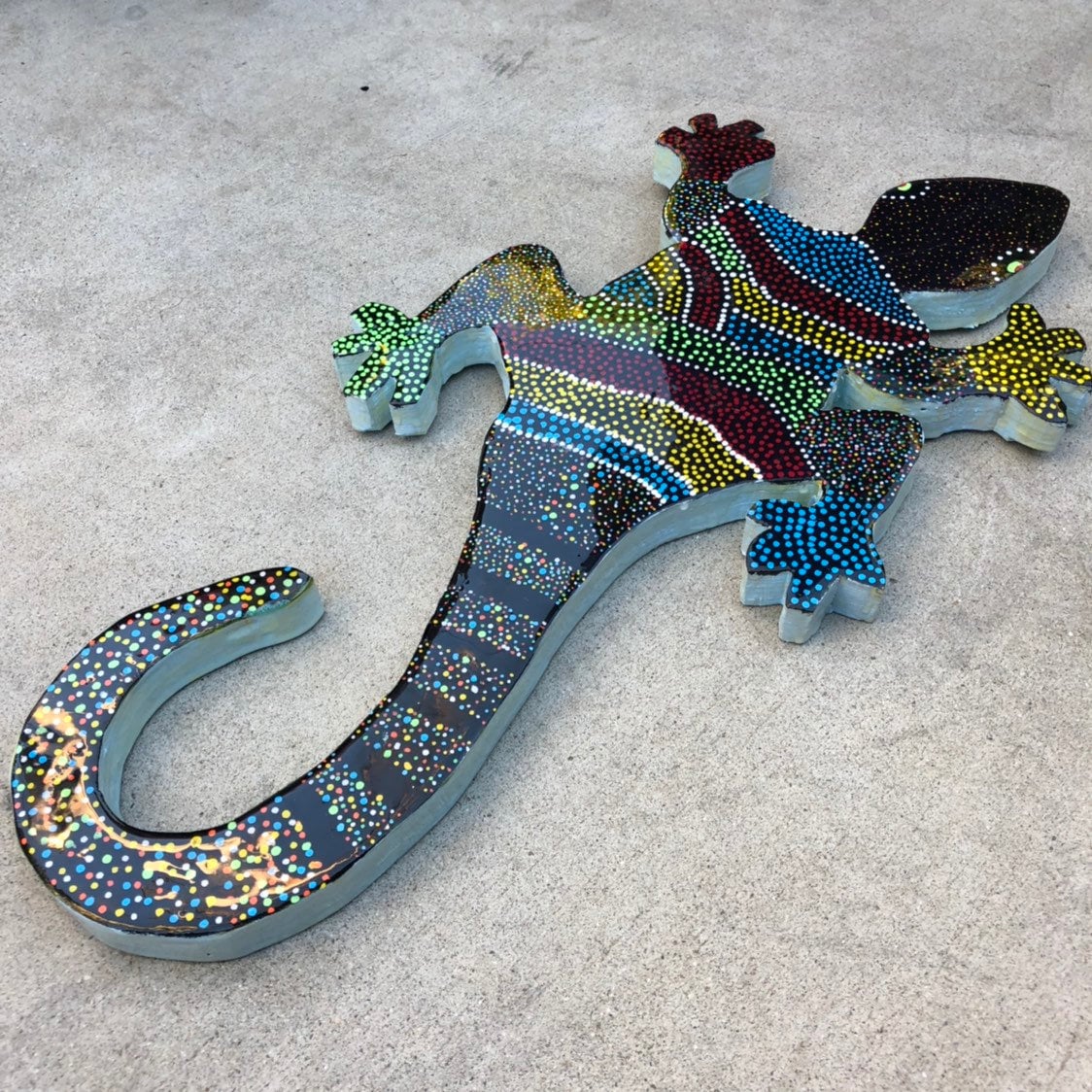 Wooden Painted Gecko Wall Decor Art Ocean Art Nursery Wall Etsy