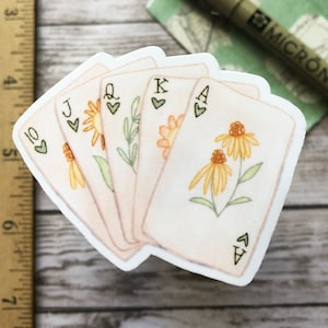 Playing Cards Sticker | Deck of Floral Cards, Poker Stickers, Flower Cards Sticker, Fun Stickers, Cool Stickers, Waterproof Laptop Decals