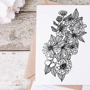 Blumenstrauß Grußkarte | Geburtstag Graduierung Glückwünsche Thinking of You Snail Mail Floral Illustration