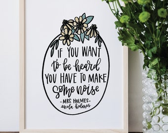 Enola Holmes Quote Print | Inspirational Quotes | Floral Home Decor Flowers Illustration Movie Wreath Illustration Inspired by Enola Holmes