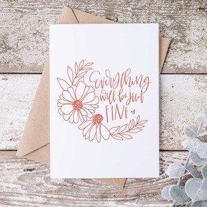 Tout ira bien carte | A2 Floral Carte de vœux, Sympathie, Pensée positive, Optimisme, Espoir, Foi, Stationnaire, Courrier postal Amour