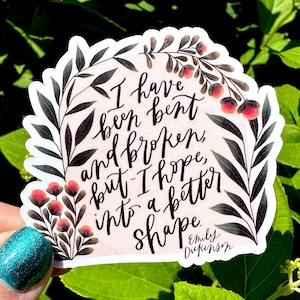 Emily Dickinson Sticker | Poetry Stickers | Poetry Quotes | Emily Dickinson Quotes | Waterproof Stickers | Water Bottle, Laptop Stickers