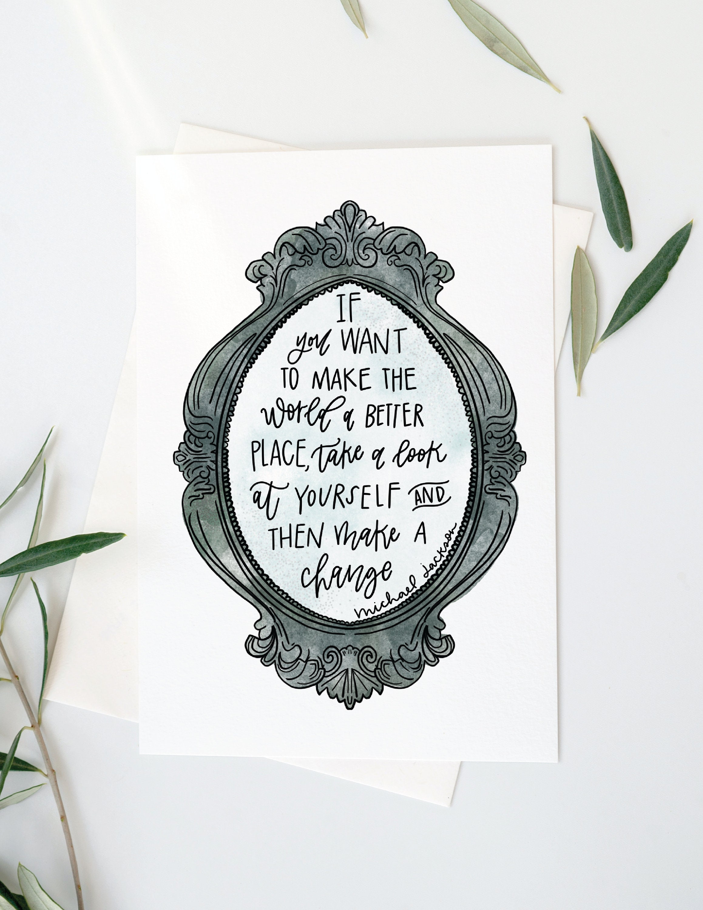 Michael Jackson Card Man in the Mirror Inspired Quotes - Etsy