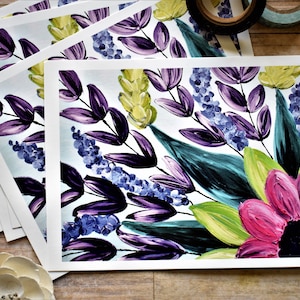 Postales Botánico Brillante - Conjunto de 5 // flores, estacionario, nota de agradecimiento, cartas, correo de caracol