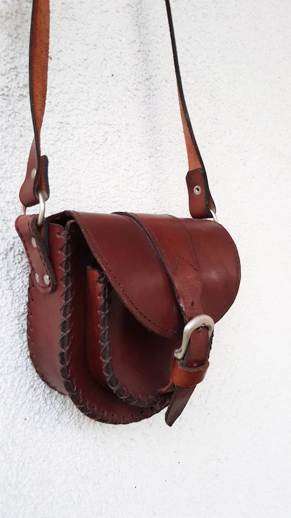 Vintage Leather Bag, Genuine Leather Bag, Messeng… - image 6