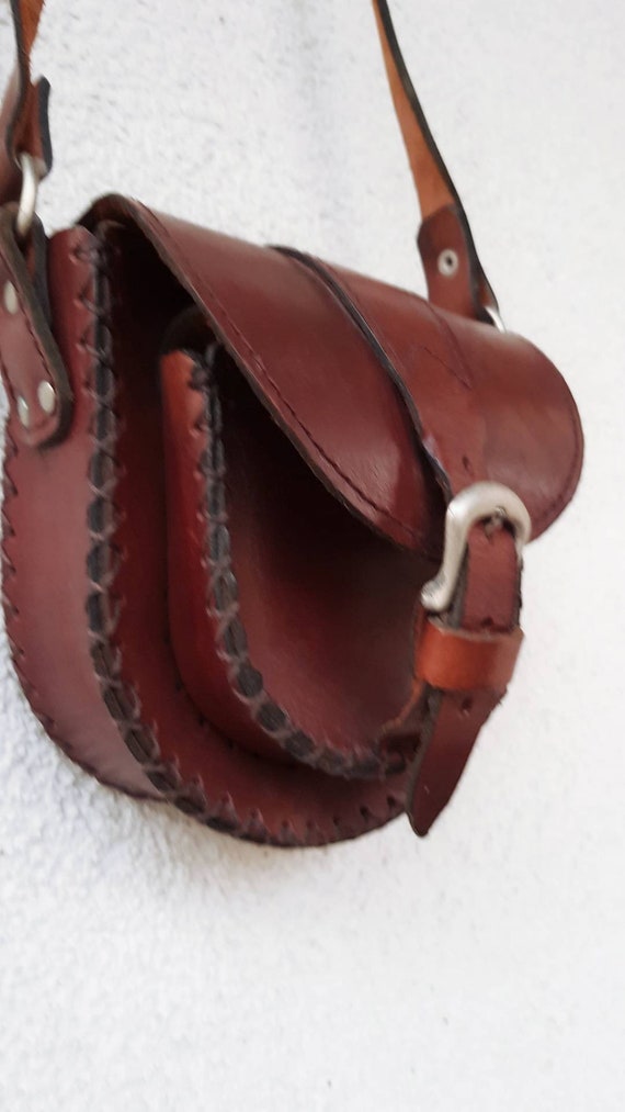 Vintage Leather Bag, Genuine Leather Bag, Messeng… - image 7