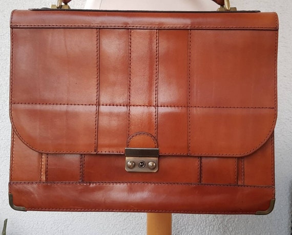 Men leather bag, Mens Briefcase Laptop,  VTG Busi… - image 3