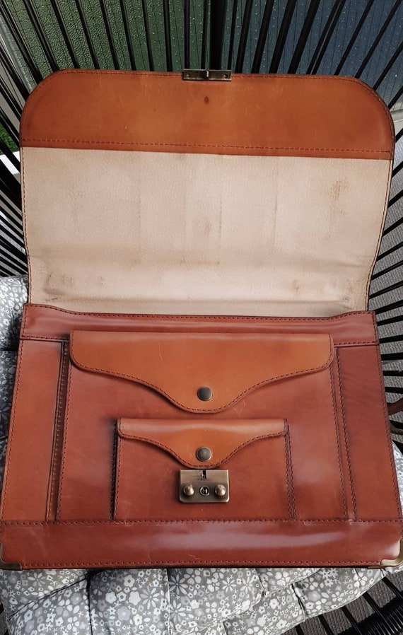 Men leather bag, Mens Briefcase Laptop,  VTG Busi… - image 6