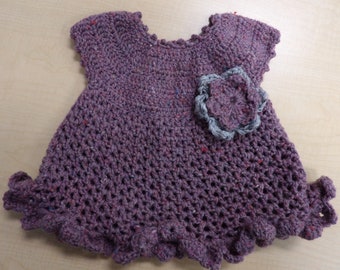 Lacy Flare baby dress, Purple and gray, size 9 months