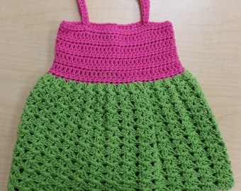 Lacy watermelon sundress, Pink and green, size 3 months, 100% cotton, lacy and lightweight summer dress