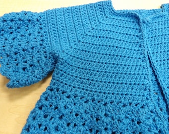 Lacy Child Cardigan, size 2T-4T, blue, 100% cotton, Lightweight perfect for spring, summer, or fall