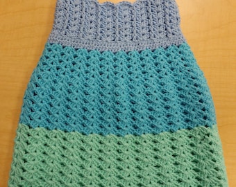 Blue and Green Sundress, size 3 months, 100% cotton, lacy and lightweight