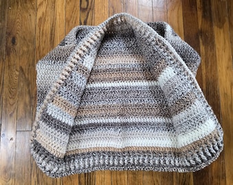 Handmade Cardigan, gender neutral, adult small, shades of brown and tan, machine washable