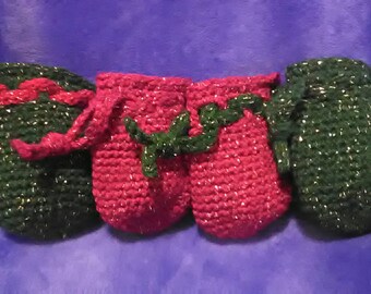 Sparkly Red and Green Bags | set of 4 small bags | bucket style, multi use | Christmas | Winter holidays | Great gift!