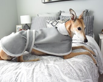Preppy Hound Coat in Gray Faux Suede with Sherpa Lining