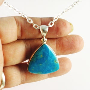 Collectors Turquoise, Blue Turquoise, Turquoise Pendant, Collectors Pendant, Triangle pendant, Sterling Pendant, Natural Turquoise, Pendant