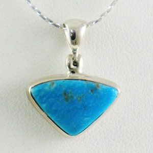 Blue Turquoise, Turquoise Pendant, Triangle Pendant, Turquoise Triangle, Turquoise and Silver, Blue Silver Pendant, Natural Turquoise, Blue
