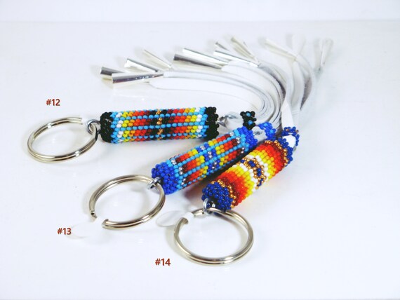 Southwest Beadwork Key Ring: Handcrafted Leather … - image 9