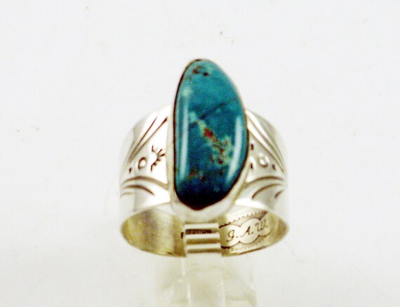 Blue Green Turquoise, Blue Turquoise Ring, Sterli… - image 6