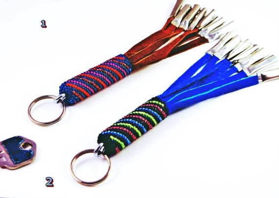 Southwest Beadwork Key Ring: Handcrafted Leather … - image 2
