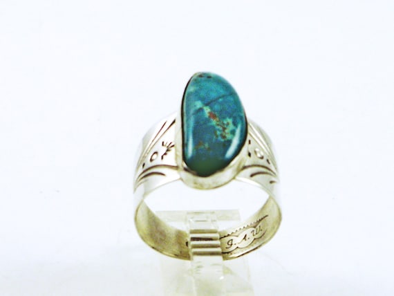 Blue Green Turquoise, Blue Turquoise Ring, Sterli… - image 1