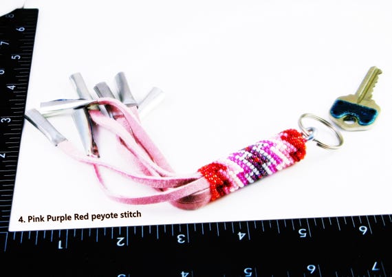 Southwest Beadwork Key Ring: Handcrafted Leather … - image 4