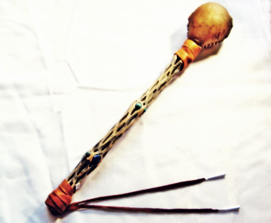 Prayer Rattle Handmade With Turquoise Lapis, Recycled Cholla Cactus ...