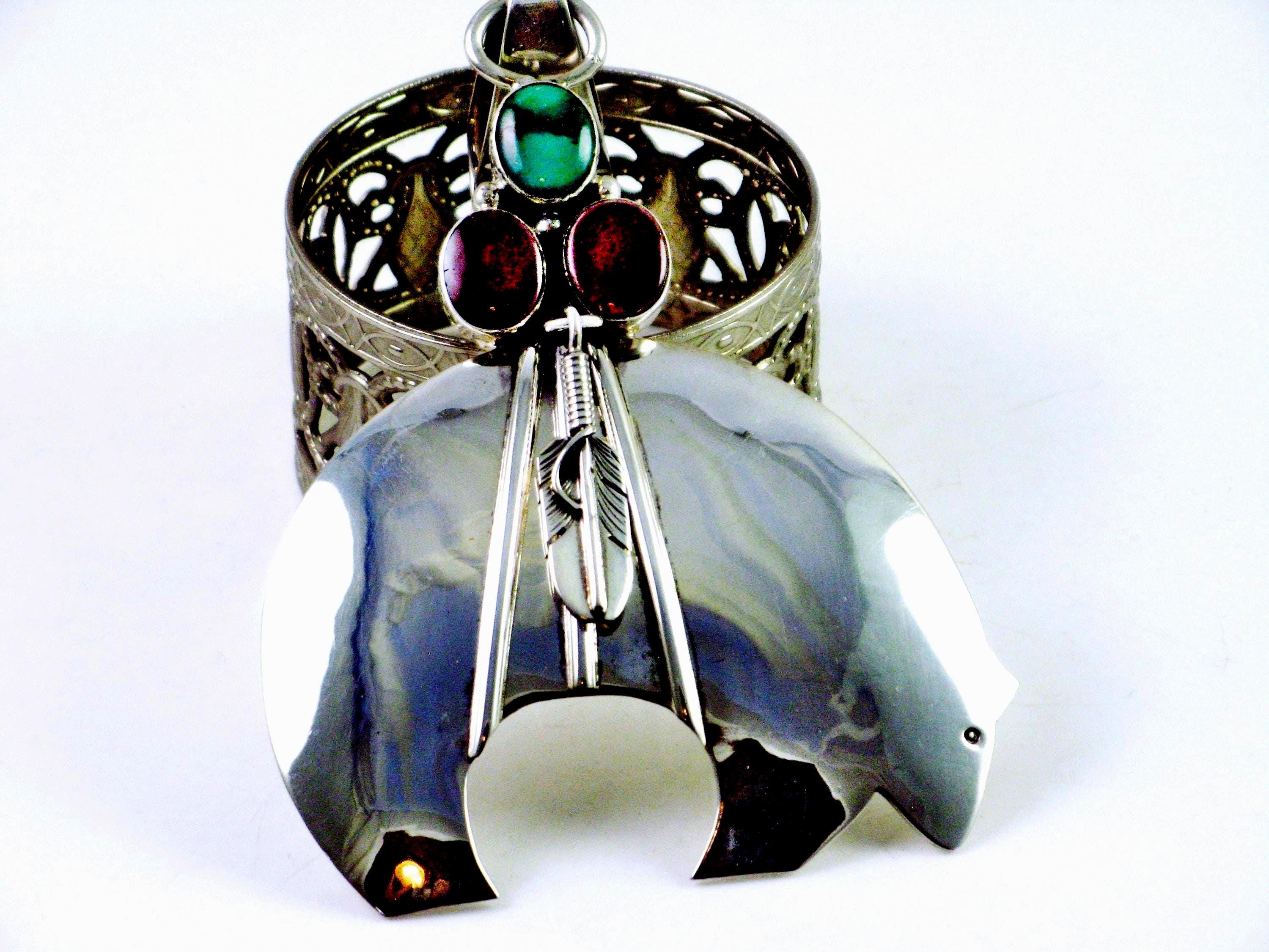 NEW Lena Platero Sterling Silver Feather Hair Barrette - Feather Design Love this earrings style by Lena Platero, Navajo. Double  main image 3