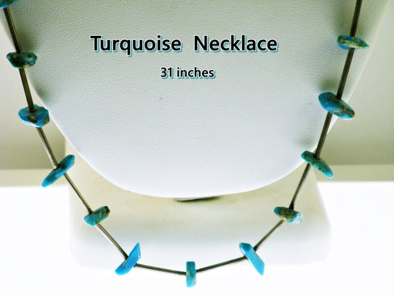 Turquoise Nugget, Blue Nugget Necklace, Turquoise… - image 1