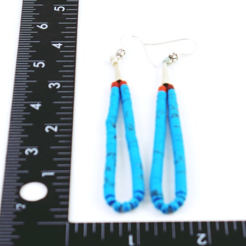 Turquoise jacla, Turquoise Earrings, Turquoise shops and Shell, Spiny Oyster Shell, Contemporary jacla, 3 inch, custom lengths, Handmade Earrings