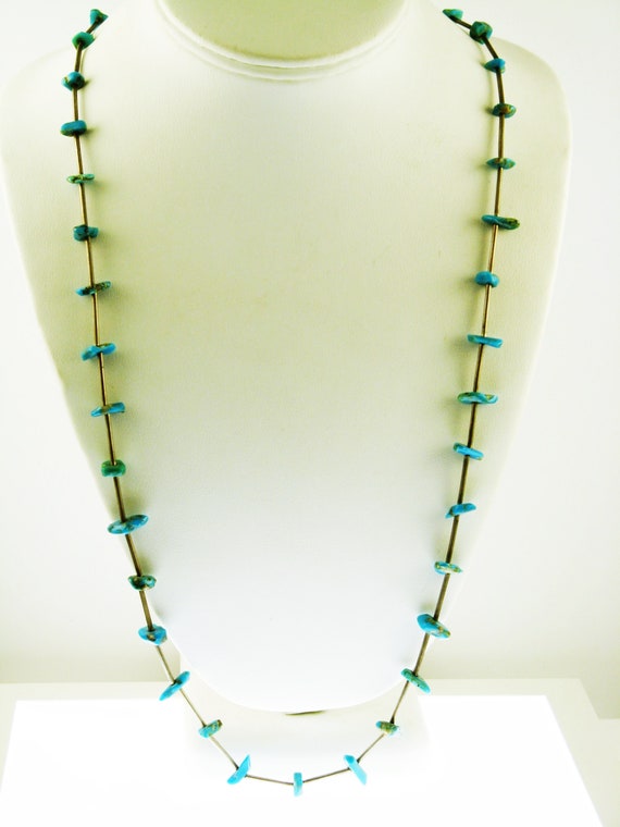 Turquoise Nugget, Blue Nugget Necklace, Turquoise… - image 2