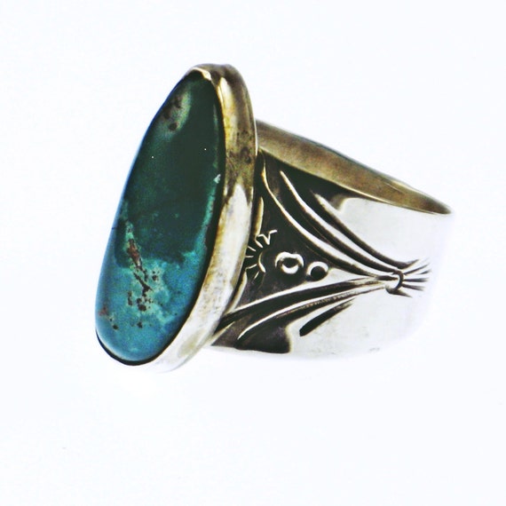 Blue Green Turquoise, Blue Turquoise Ring, Sterli… - image 3