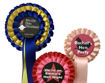 Personalised Hen Party Rosettes – Custom Bride to Be Hen Night Accessories