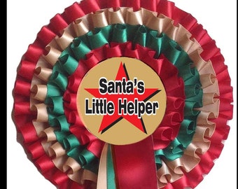 Custom Christmas Rosette | Large 4 tier Personalized Rosette with additional printing on the tail