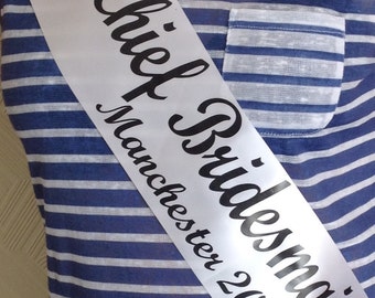 Personalised Hen Night Sash – Custom Text, Prom, Birthday, Bridal Shower, Personalised Sashes