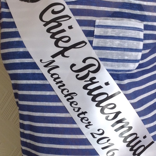 Personalised Sashes - Competition Sash, Prom Night Sash, Personalised Birthday Sash, Bridal Shower Sash  Choose Your Text and Colours,