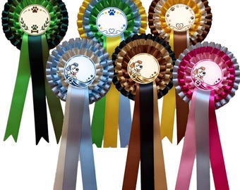 Personalised Dog Rosette, Custom Canine Birthday Celebration Badge (130mm)