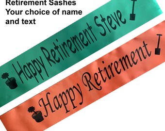 Personalised Retirement Sash, Custom Name Party Accessory, UK Sash