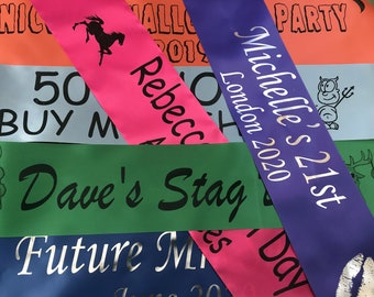 Personalised Party Sashes for your Hen Night or Bachelorette  Party | Customised Party Sashes for all occasions | Birthdays & Special Events