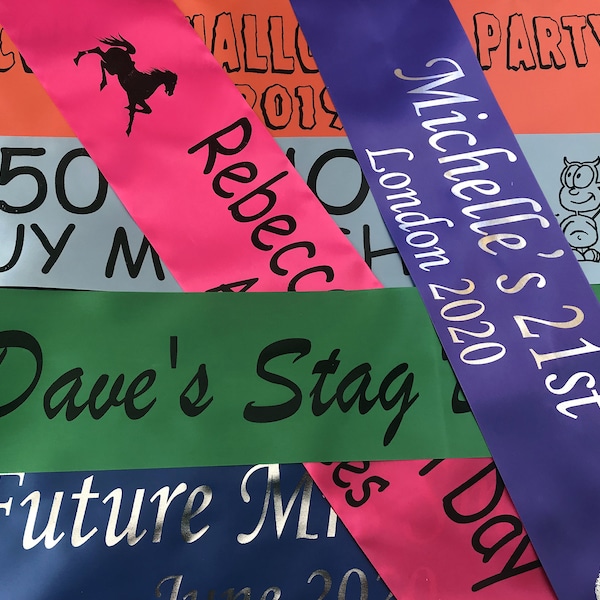 Personalised Party Sashes for your Hen Night or Bachelorette  Party | Customised Party Sashes for all occasions | Birthdays & Special Events