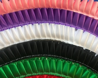 25mm Box Pleated Ribbon - Polyester Satin Trim, Craft Supplies