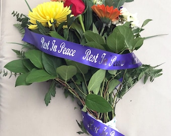 Personalised Floral Tribute Ribbon, Custom Printed Polyester Ribbon