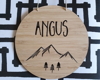 MOUNTAINS Personalised Wooden Wall / Door Hanging-wall hanging-kids door sign-custom name-kids gift-baby gift-lasercut-plaque-nursery decor